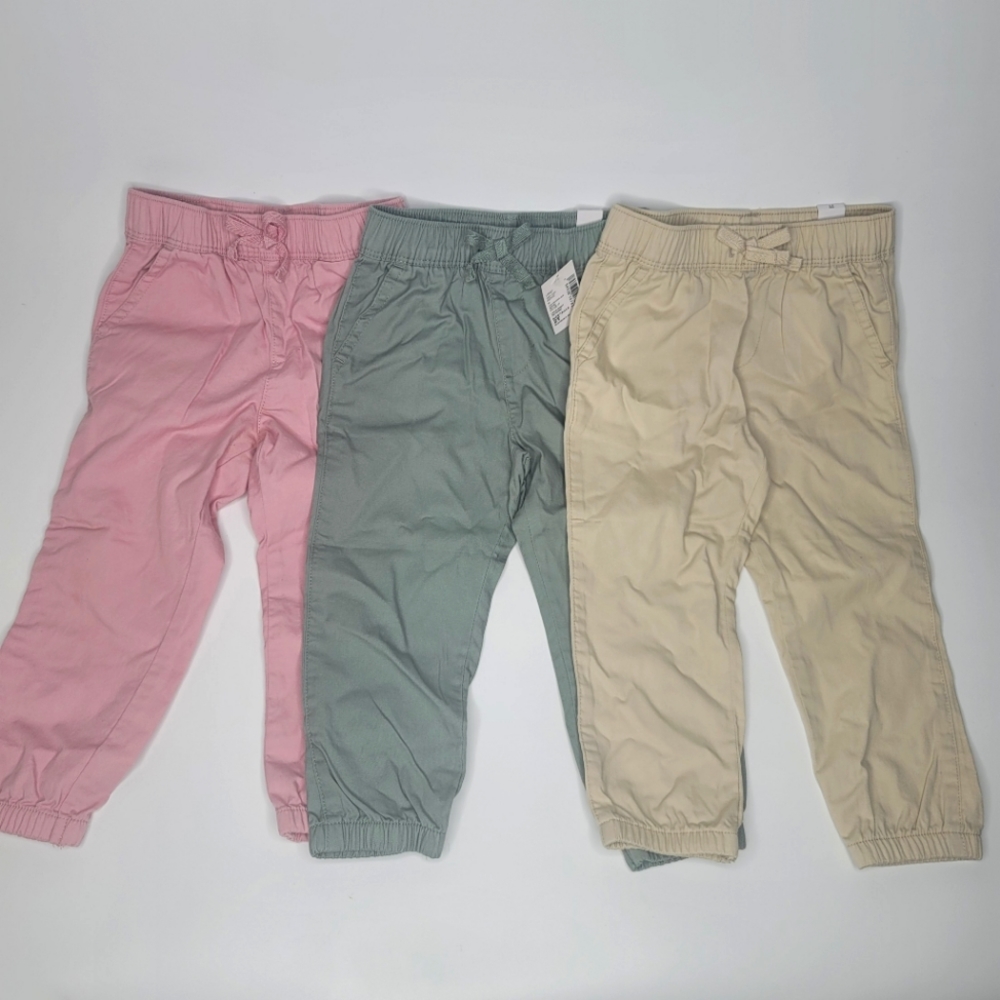 Children Place Lot Of 3 Girl Pants Pink Green Beige 2T